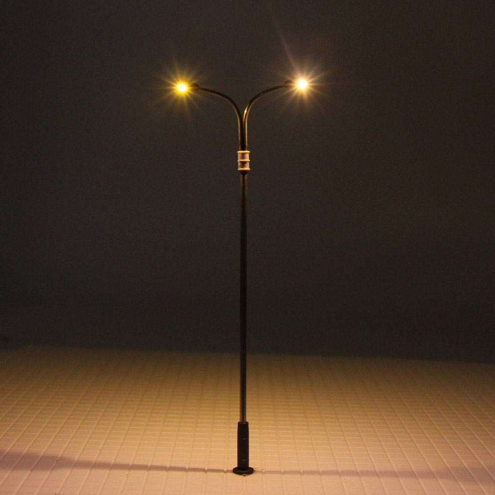 10pcs Model Railway HO Scale Twoheads Warm White Lamp 10cm 187 Street Lights eBay