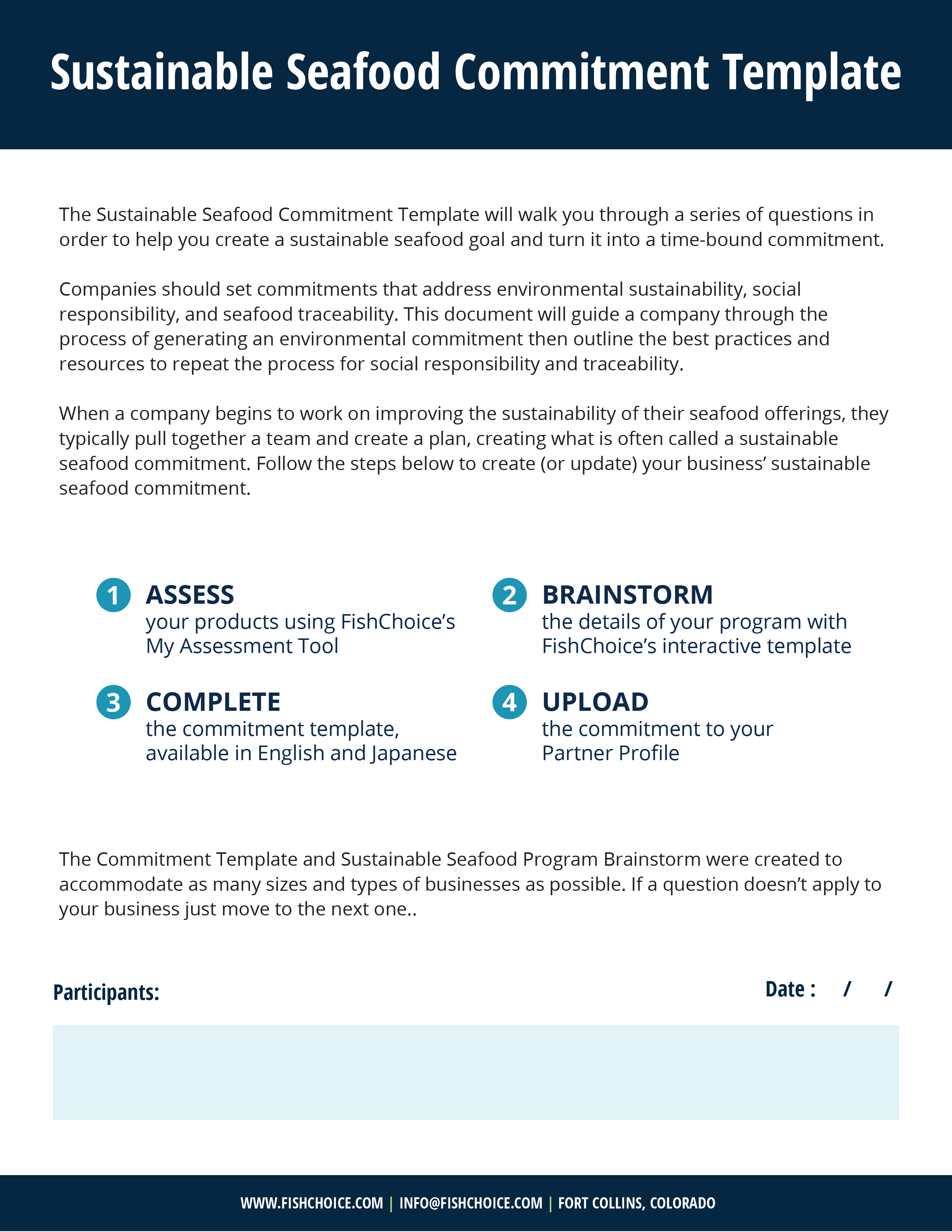 Sustainable Seafood Commitment Template FishChoice Sustainable Seafood Commitment Template FishChoice
