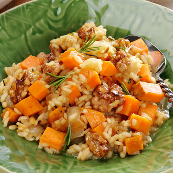 Fisher Nuts Recipe Sweet Potato Risotto with Glazed Walnuts