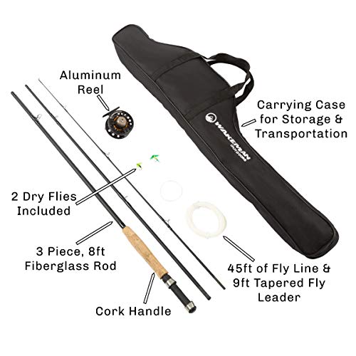 Wakeman Outdoors Fly Fishing Pole 3 Piece Collapsible 97Inch