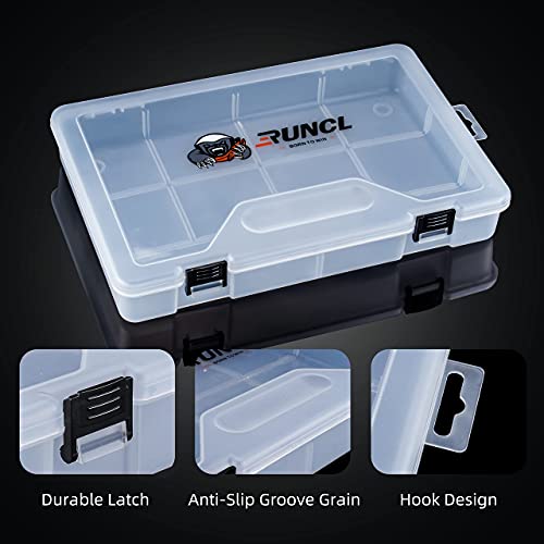 RUNCL Fishing Tackle Box, 2 Packs Plastic Storage Box with Removable