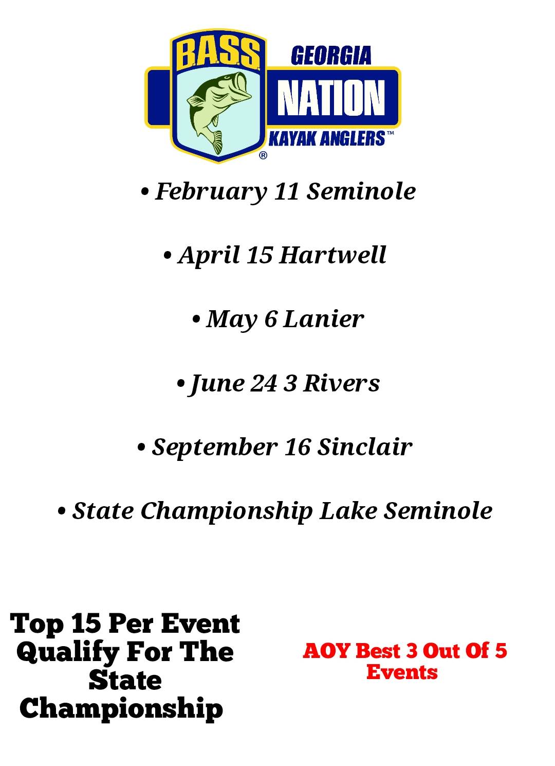 2023 Kayak Fishing Trails & Tournaments