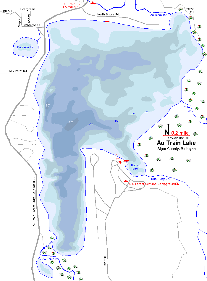 Au Train Lake Map Alger County Michigan Fishing Michigan Interactive™