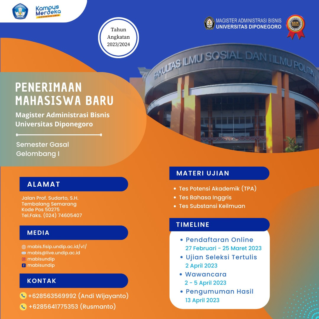 Master of Business Administration Admission Universitas Diponegoro Fisip Undip