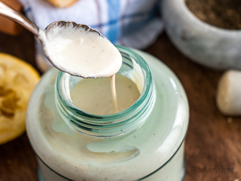 Healthy Caesar Dressing light and delicious salad dressing with rich