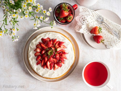 Strawberry Cake healthy, sugarfree ultimate summer dessert