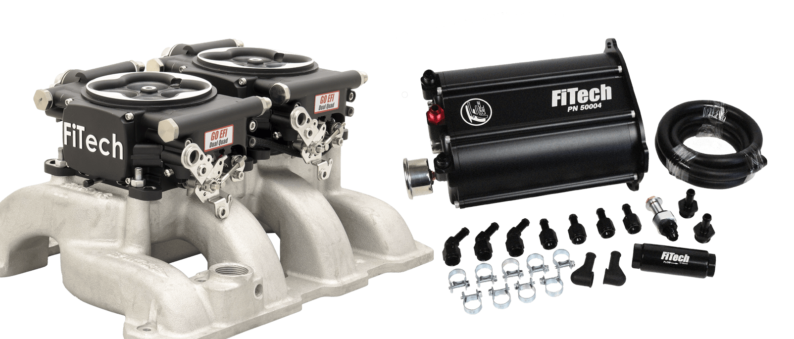 35262Go EFI 2x4 System (Black Finish) Master Kit w/ Force Fuel, Fuel