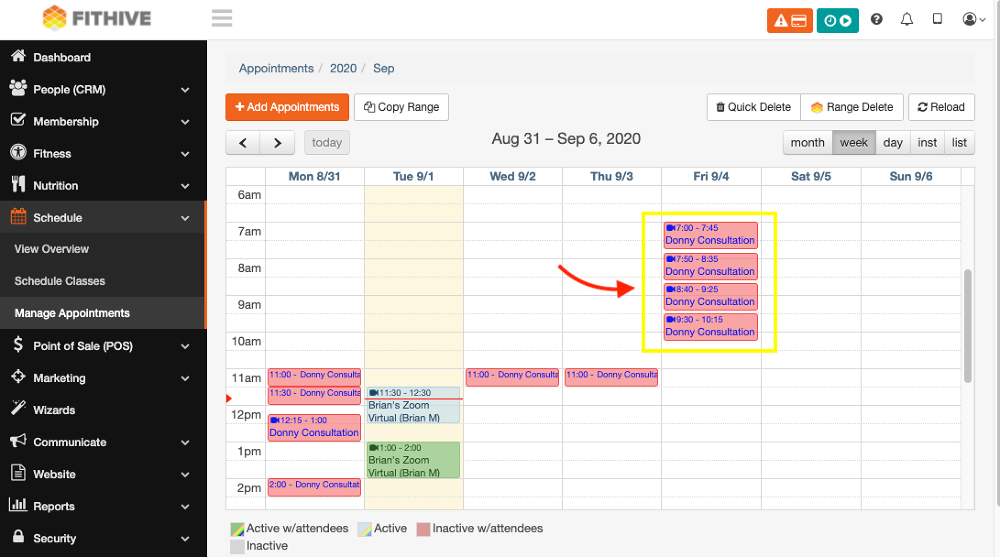 Create A Block Of Appointment Times FitHive