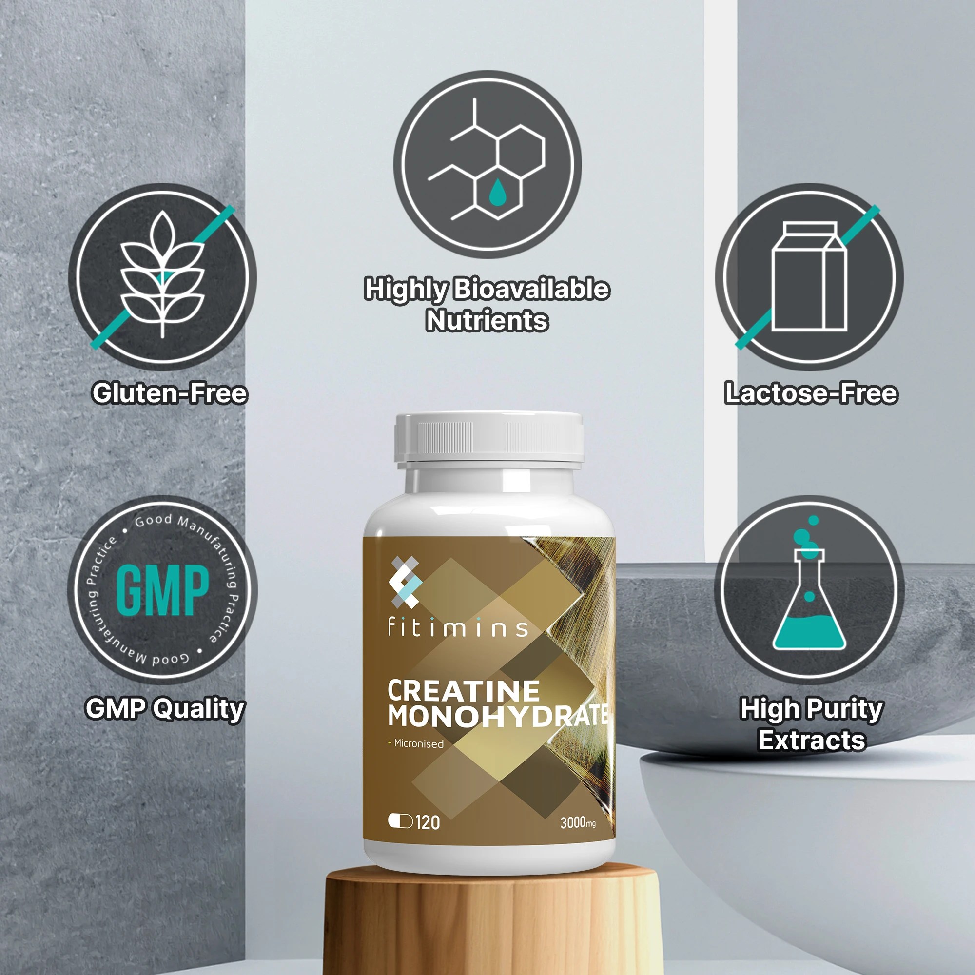 Creatine Monohydrate Supplements 3000mg Capsules Vegan