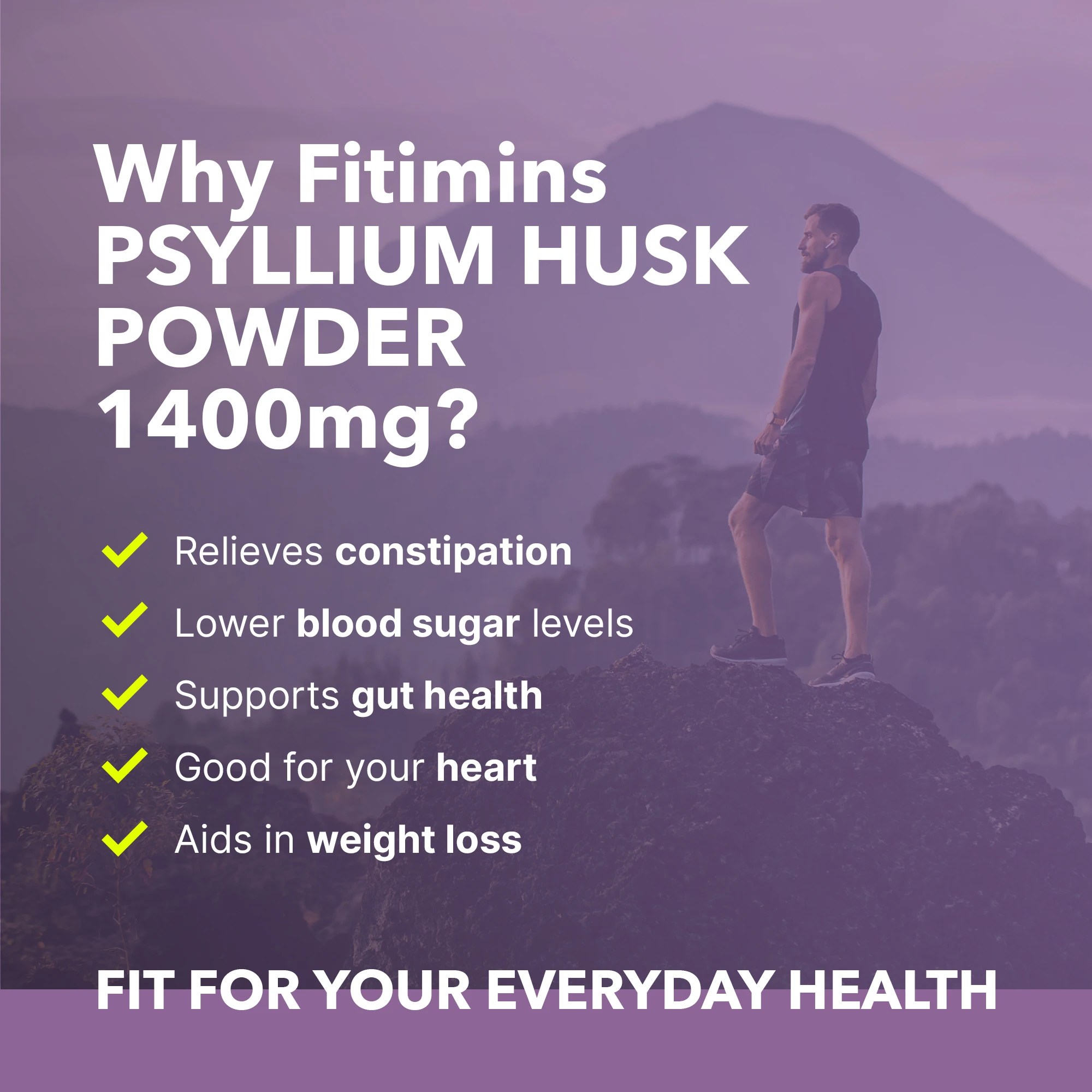 Psyllium Husk Powder Supplements 1400mg Capsules