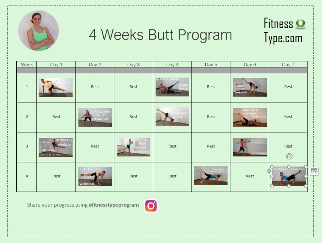 4 Weeks Butt Workout Program Fitnesstype Low Impact Workout with