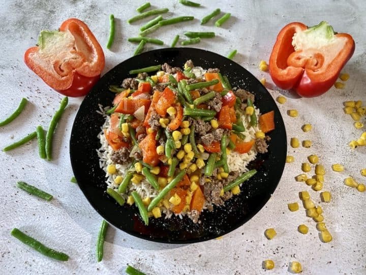 ReisHackfleischPfanne Gesunde Hackpfanne mit Reis