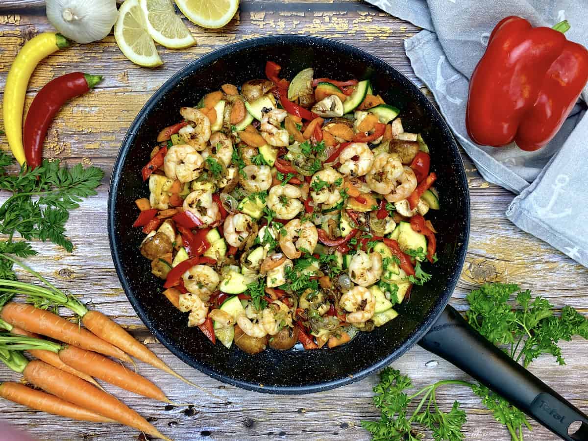 Garnelen Gemüsepfanne Schnelles GarnelenRezept