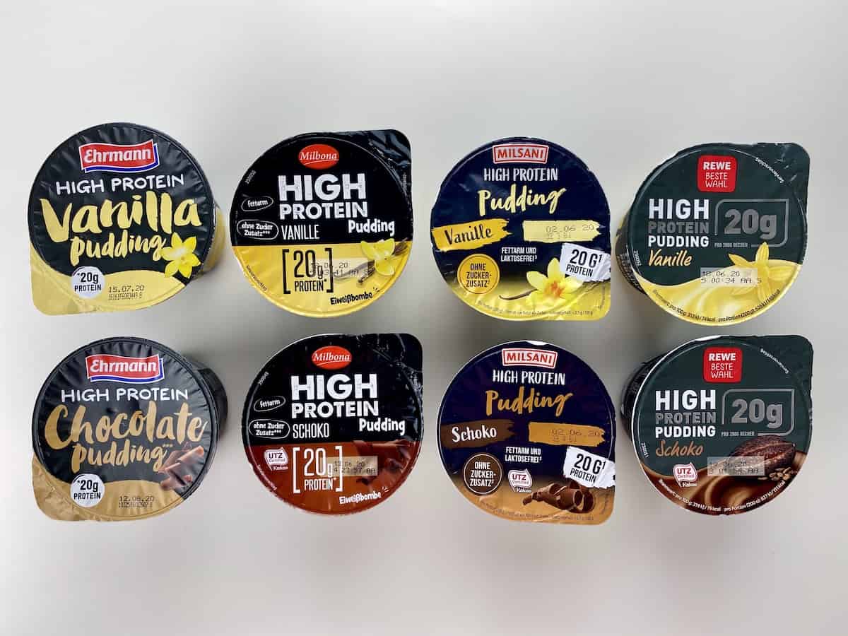 High Protein Pudding Test von Ehrmann, Lidl, Rewe und Aldi
