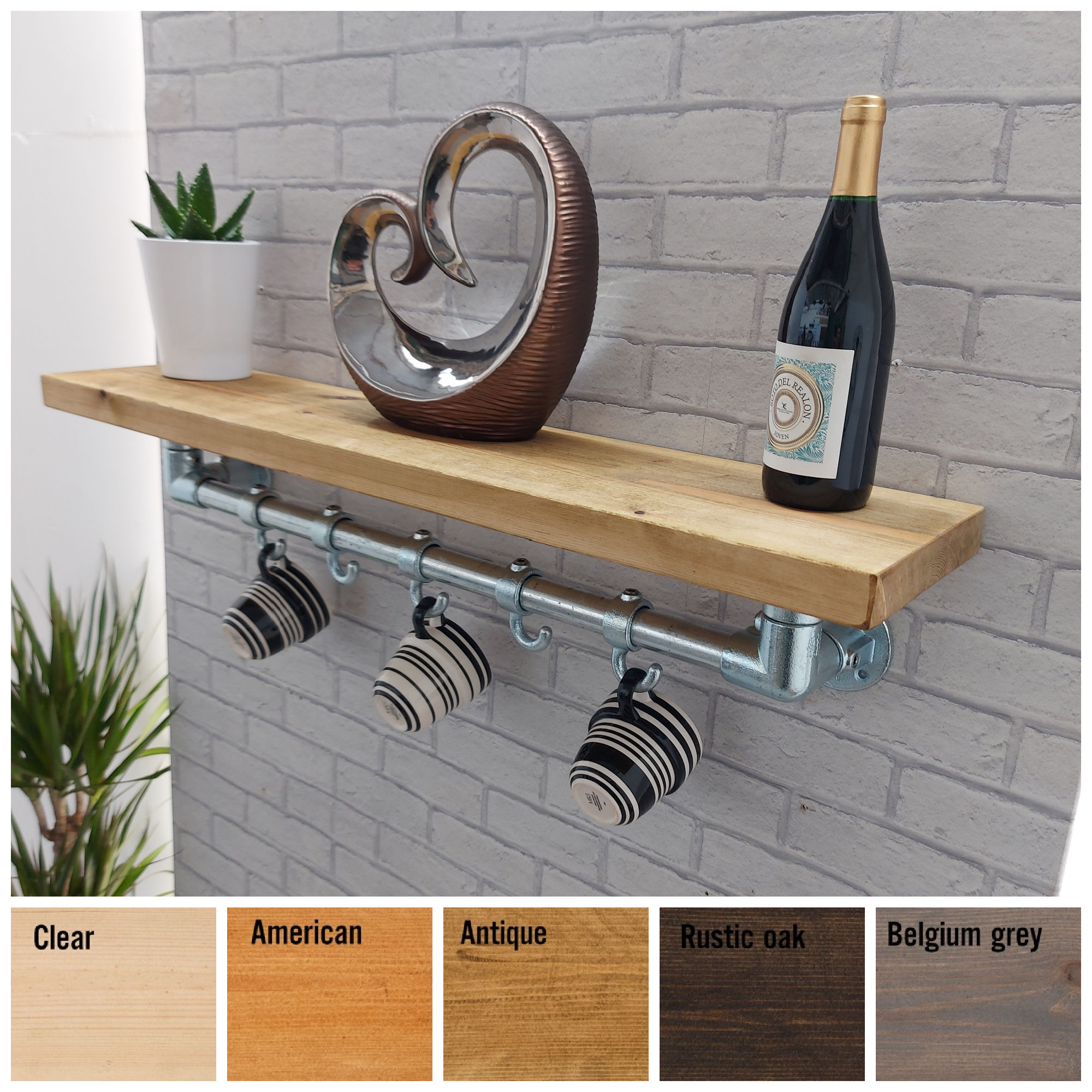 Rustic Kitchen Shelf with Hanging Hooks BEVERLEY FITTED Your Way