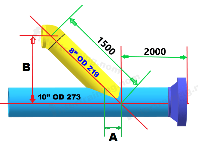 How to Calculate Lateral Pipe Branch Back Point Dimension any degree