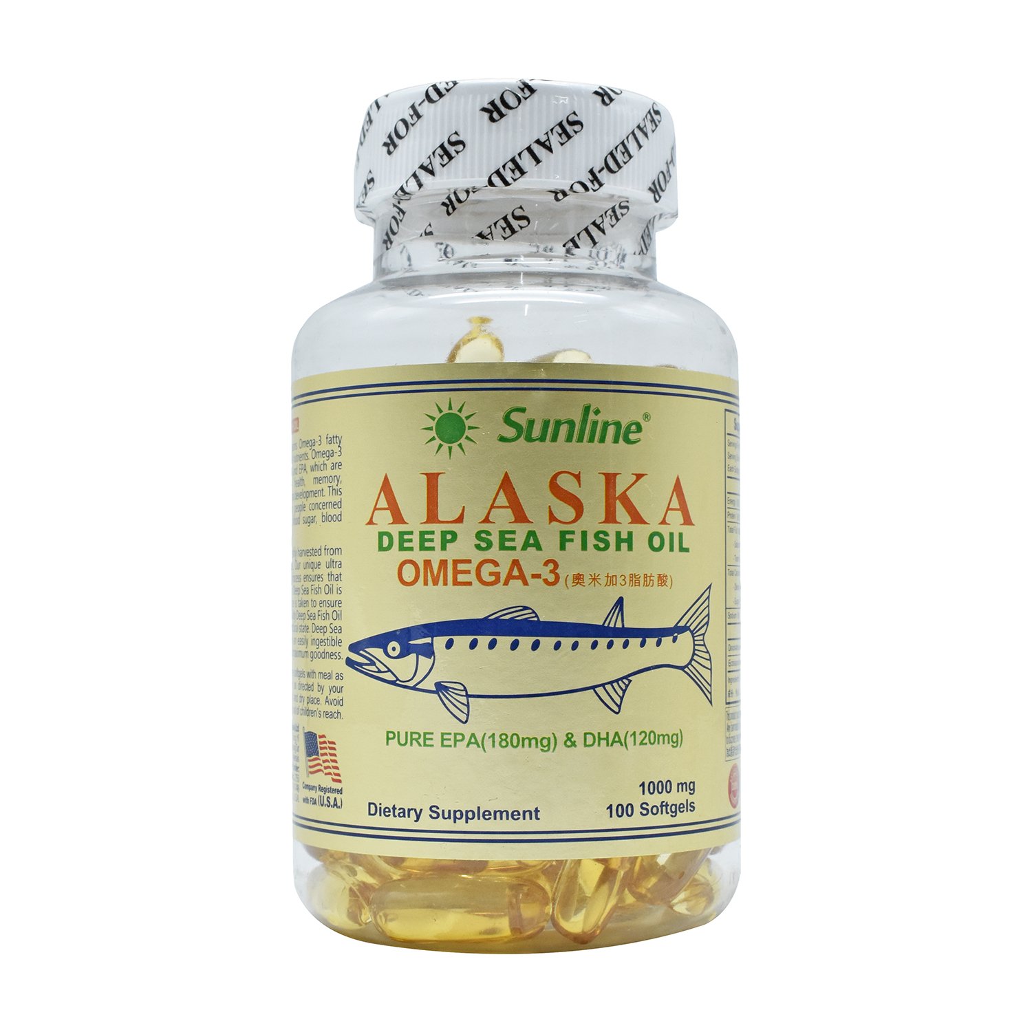 Sunline Alaska Deep Sea Fish Oil Omega 3 100 Softgels, 1000 Mg