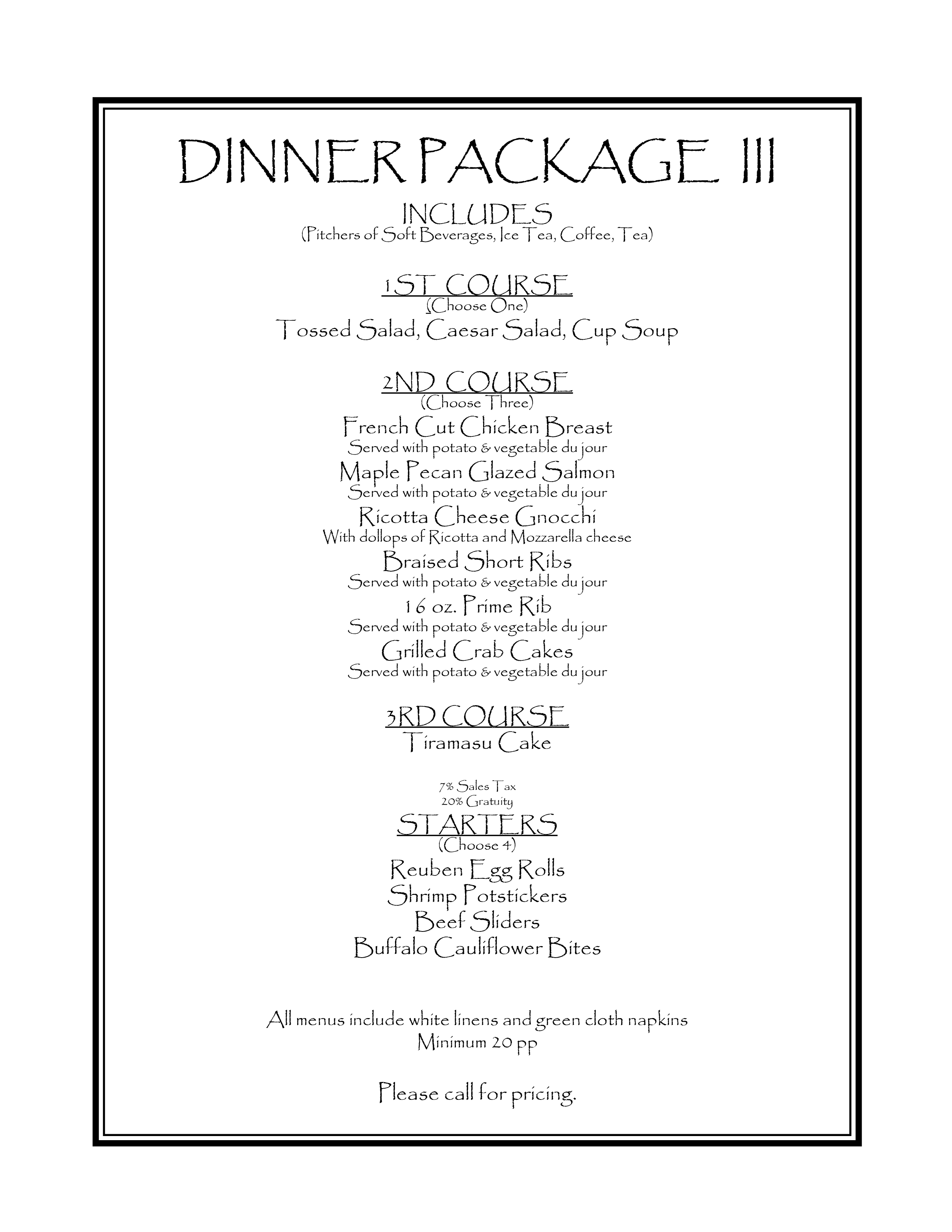 Dinner Catering Packages Fitzpatrick's Deli & Steakhouse