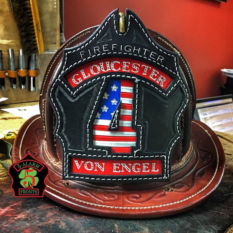 Custom Leather Fire Helmet Fronts