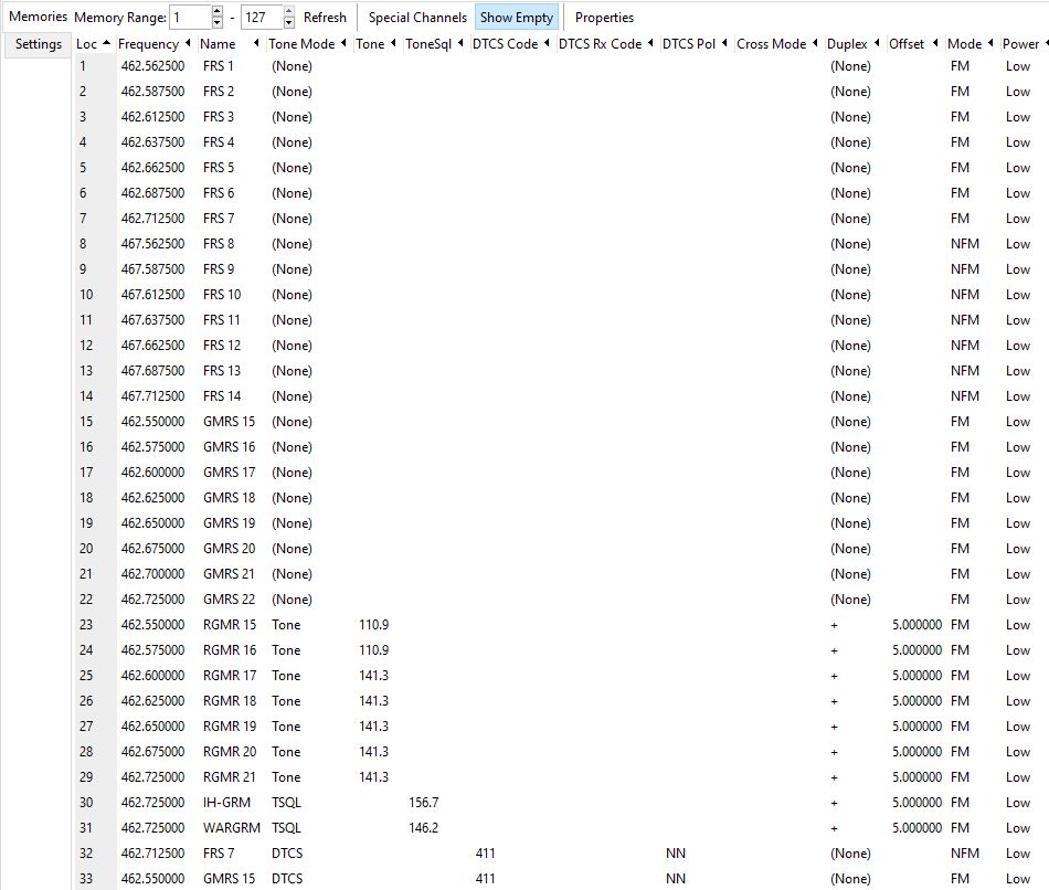 Using CHIRP to program GMRS repeater into handheld. - Technical