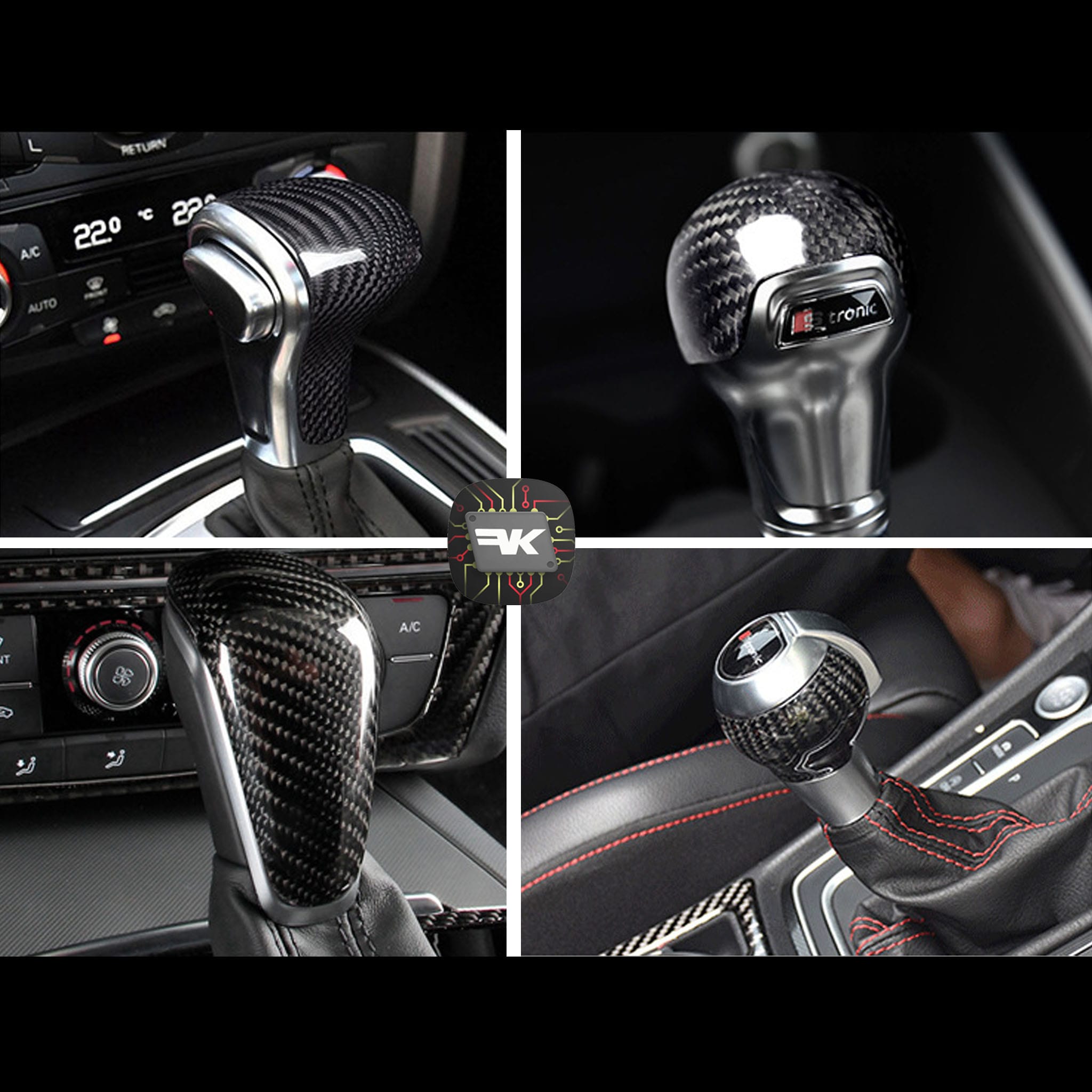 Real Carbon Fiber Gear Knob Cover Overlay Shifter Protector [AUDI Models] FKA