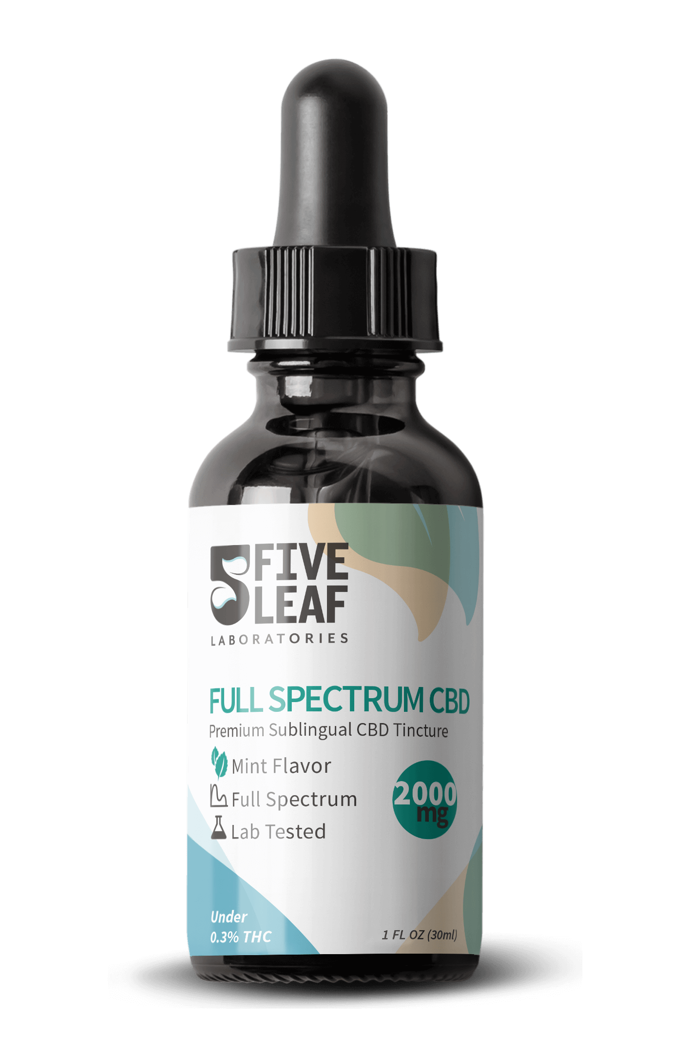 2000mg CBD Oil Tincture Peppermint Flavor Five Leaf Labs