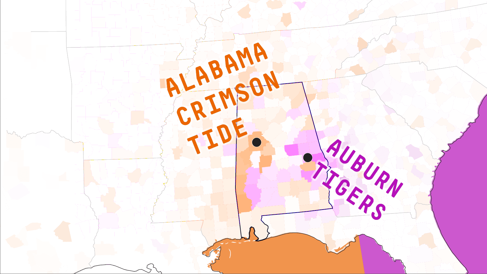 College Football Fan Base Map