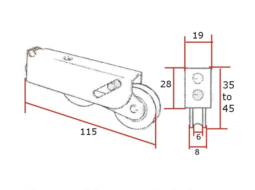 Pair Sliding Patio Door Roller Wheels Aluminium Upvc Timber Tandem