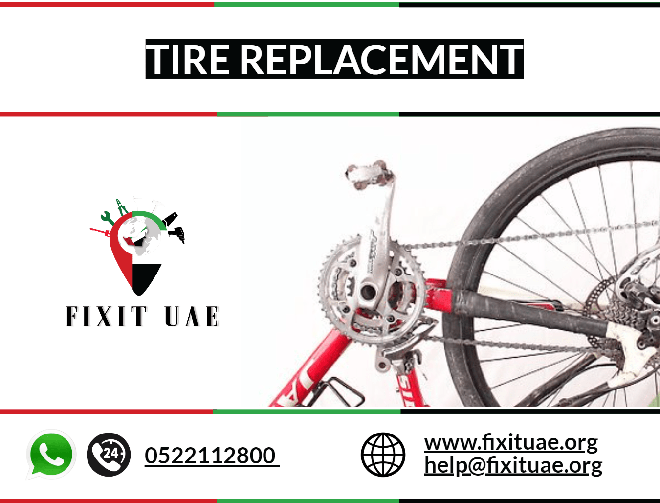 Tire Replacement 0522112800 FIX IT UAE Reliable Bicycle Services