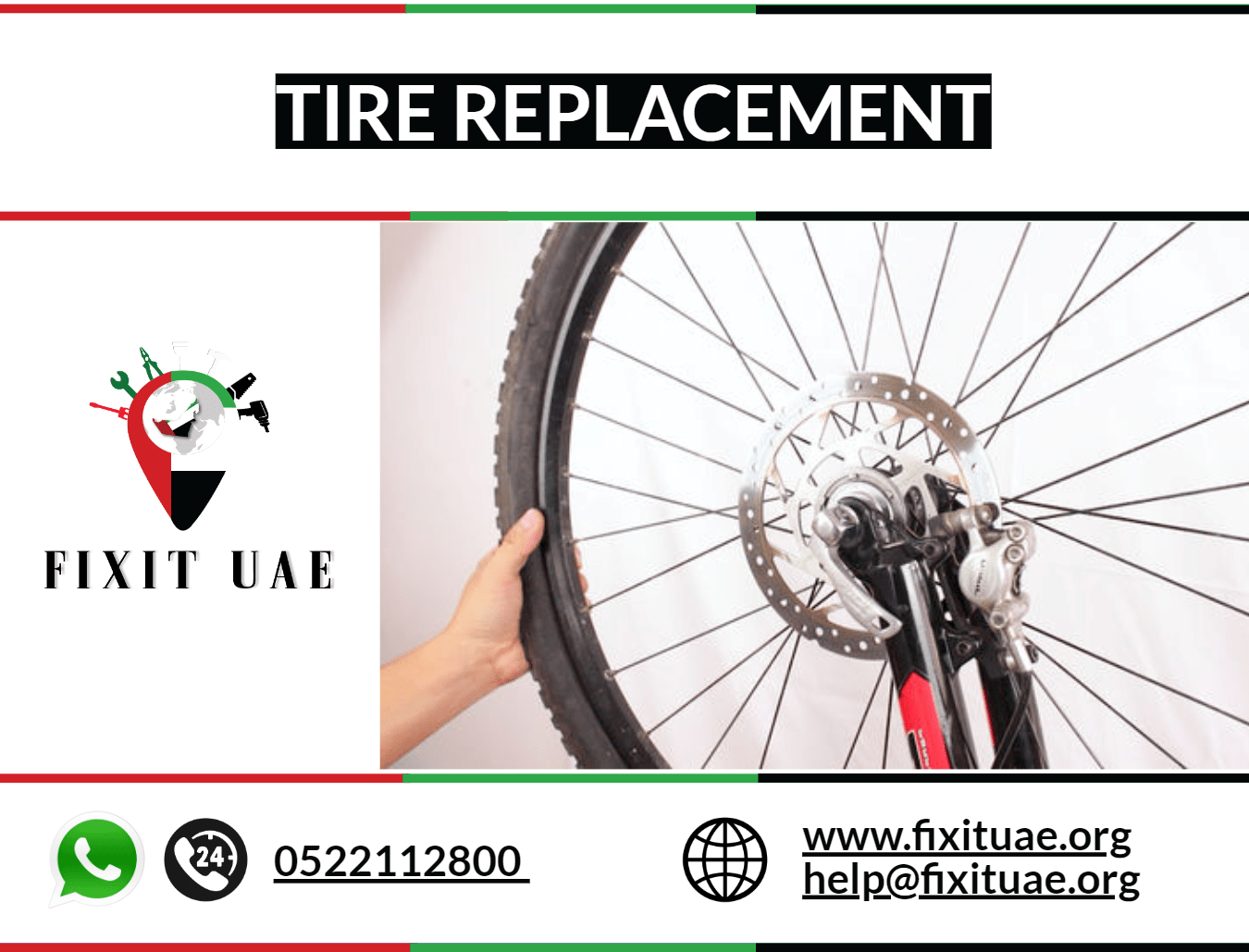 Tire Replacement 0522112800 FIX IT UAE Reliable Bicycle Services