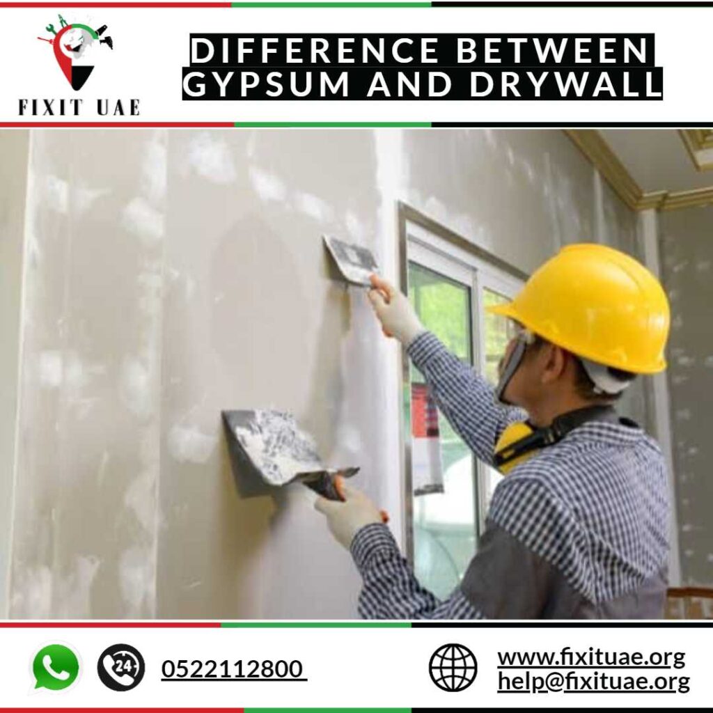 Difference Between Gypsum and Drywall 0522112800, FIXIT UAE