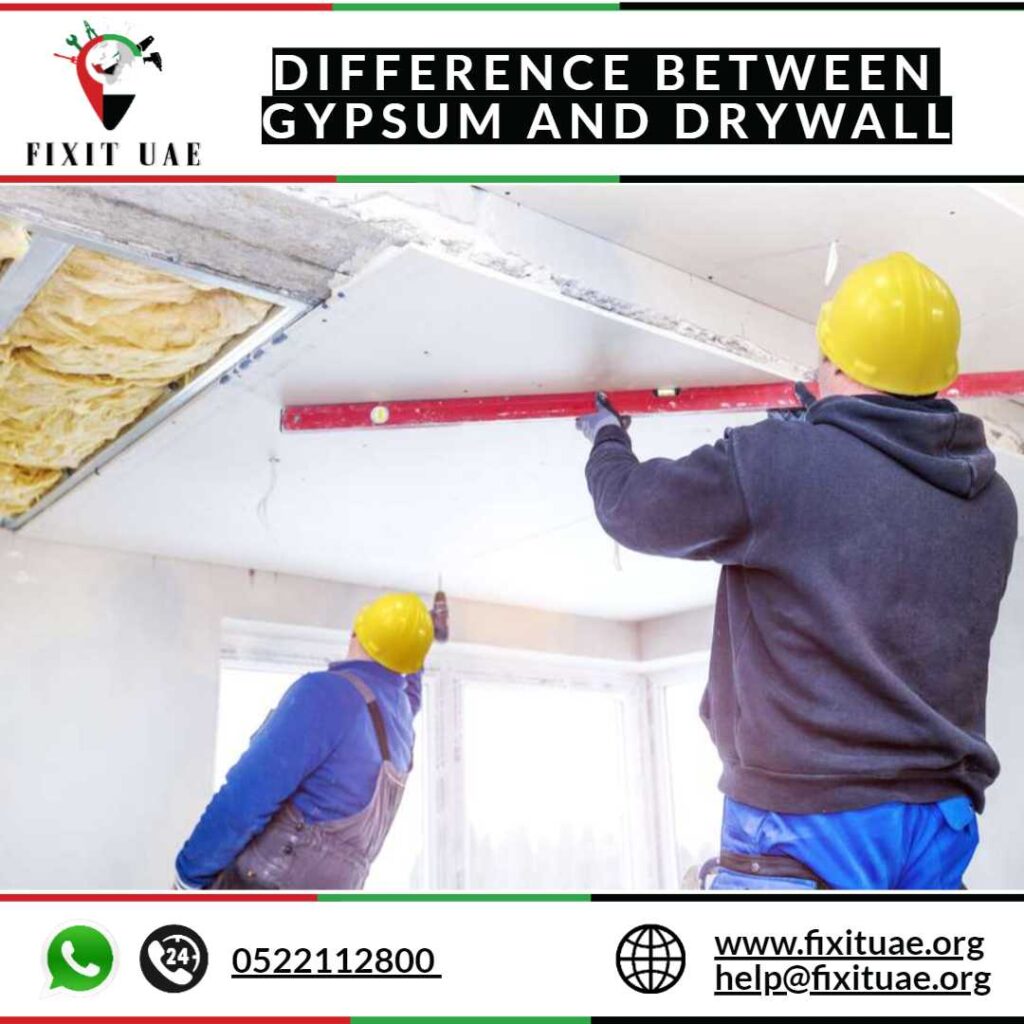 Difference Between Gypsum and Drywall 0522112800, FIXIT UAE
