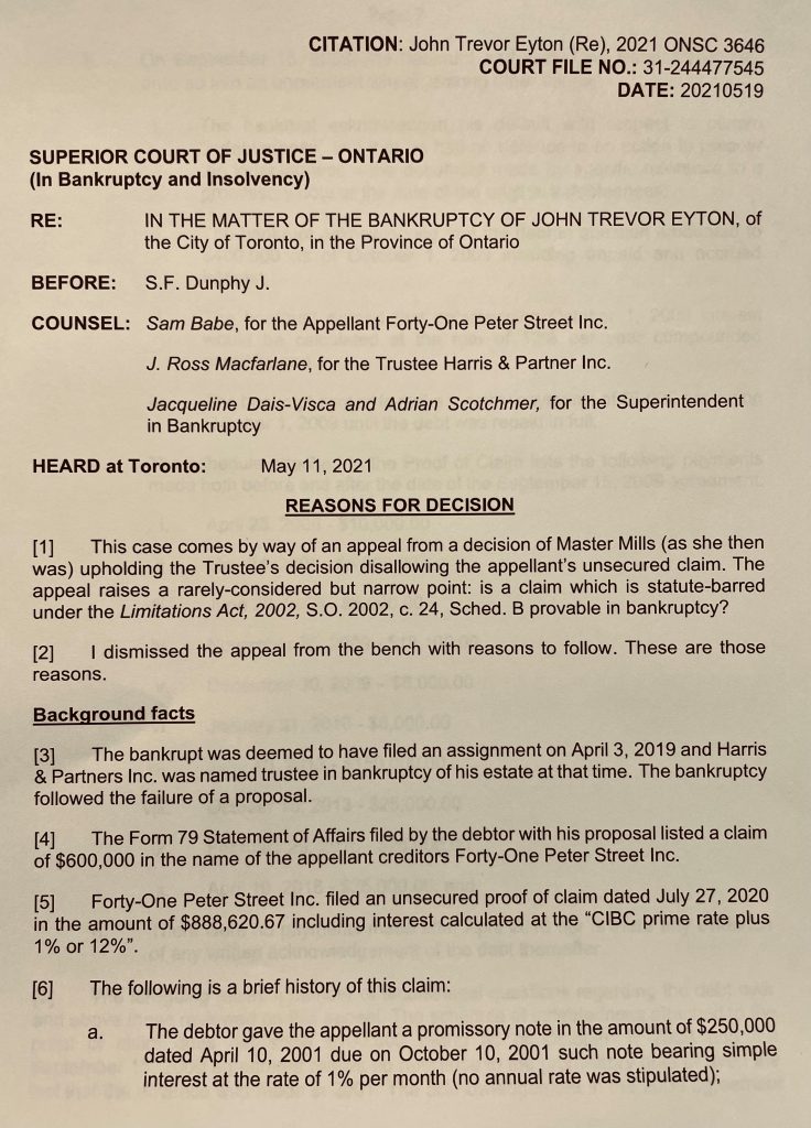 Statute Barred Debts Locke Consulting Inc. Statute Barred