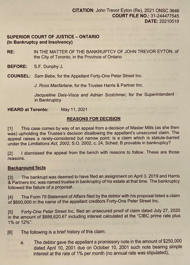 Statute Barred Debts Locke Consulting Inc. Statute Barred