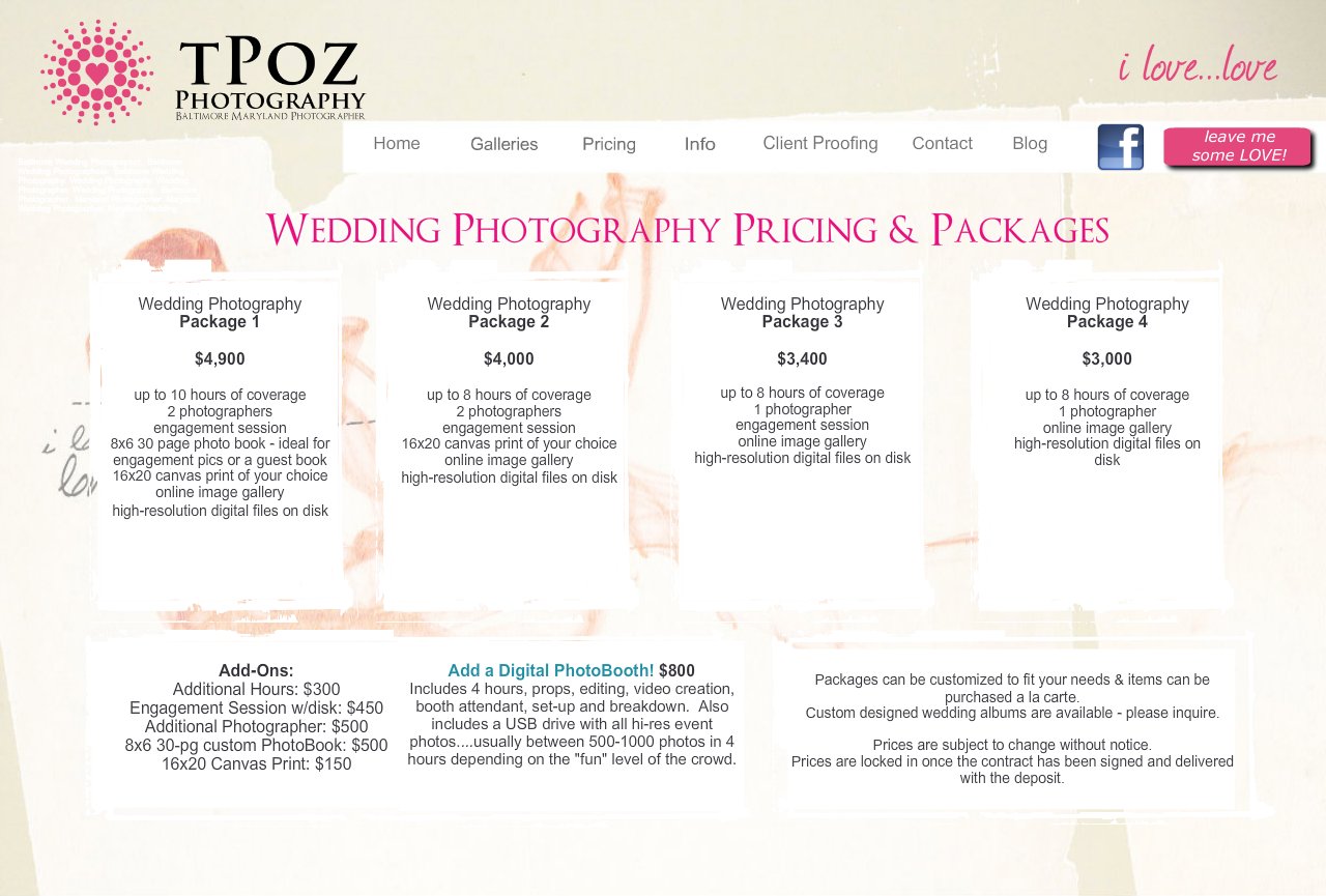 Wedding Photography Prices 5 FREE Wedding Photography Templates