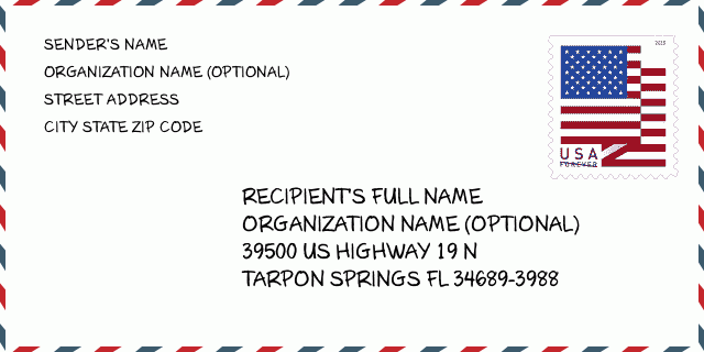 Address 39500 (From 39500 To 39548 Even) US HIGHWAY 19 N , TARPON SPRINGS, FL 346893988, USA