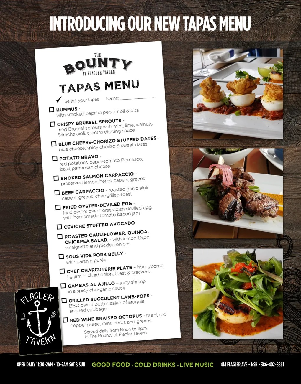 The Bounty Introduces New Tapas Menu Flagler Tavern