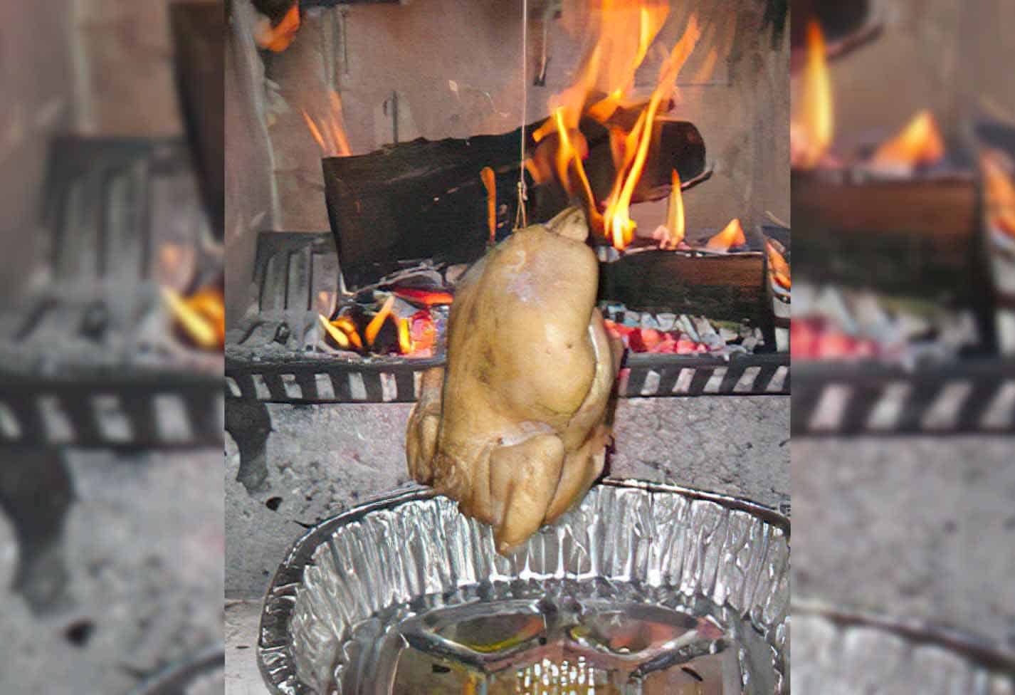 Fireplace StringTurned Roast Chicken Recipe Flame Gorilla