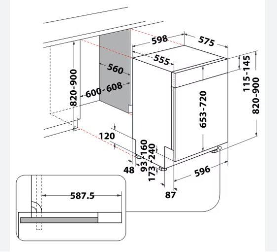 Indesit BuiltIn Dishwasher Semi Integrated 60cm Flamingo Malta
