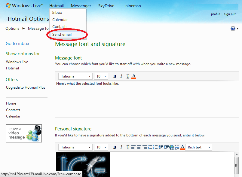 How to setup a Hotmail email signature with FlamingText