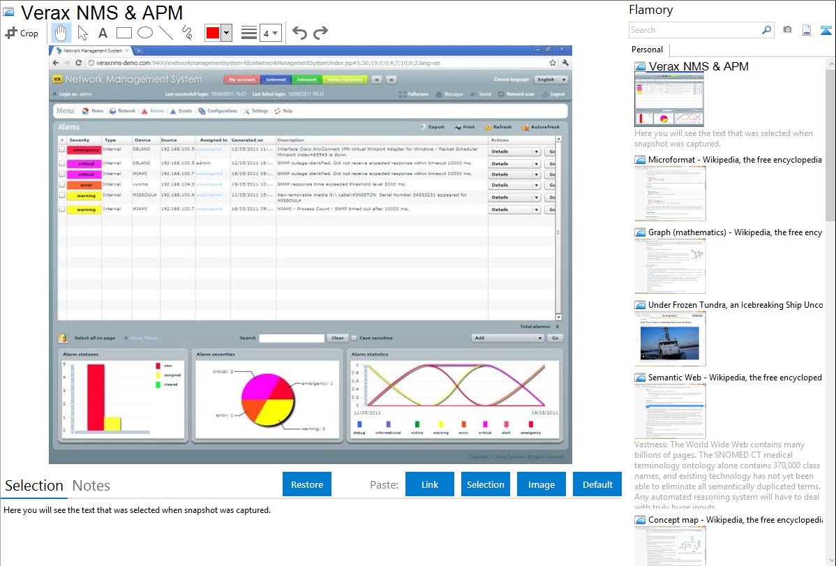 Verax NMS & APM integration with Flamory