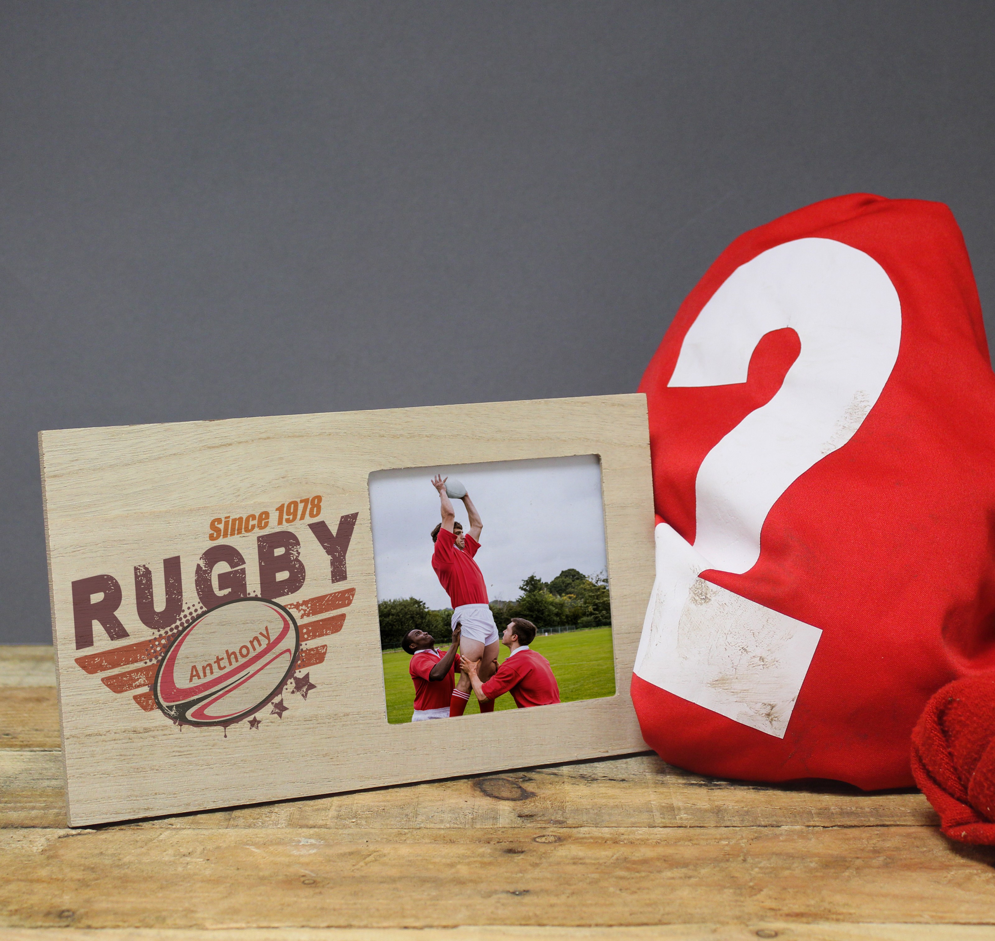 Maroon Rugby Panel Photo Frame Flanter Flirty Gifts