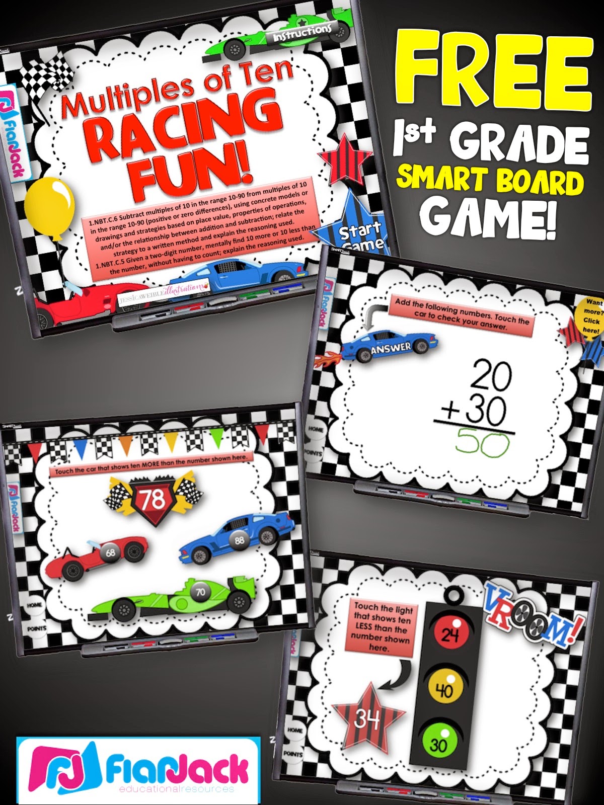 Ten More or Less Smart Board Game FREEBIE