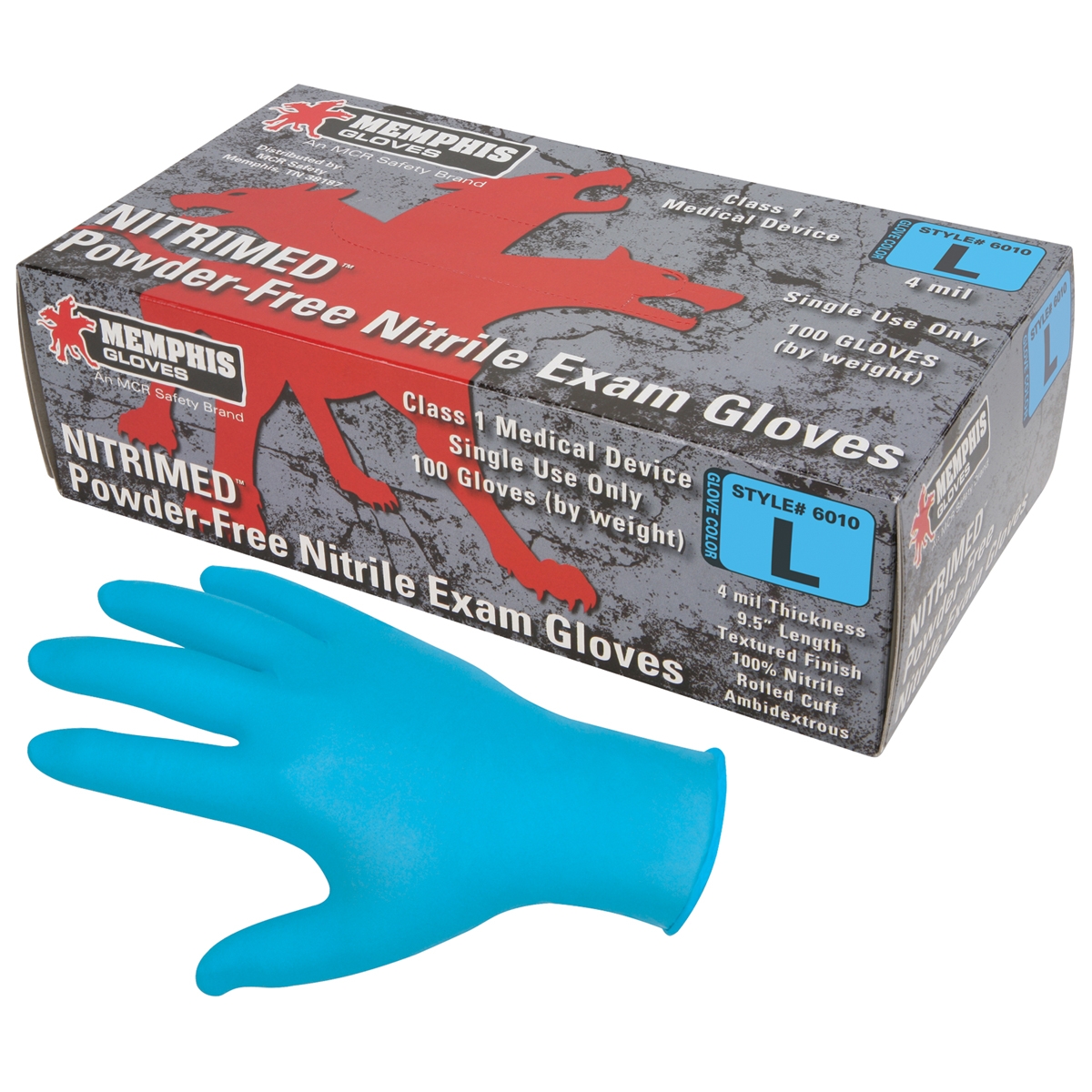 Memphis 6010 NitriMed Disposable Nitrile Medical Grade Gloves 4 mil