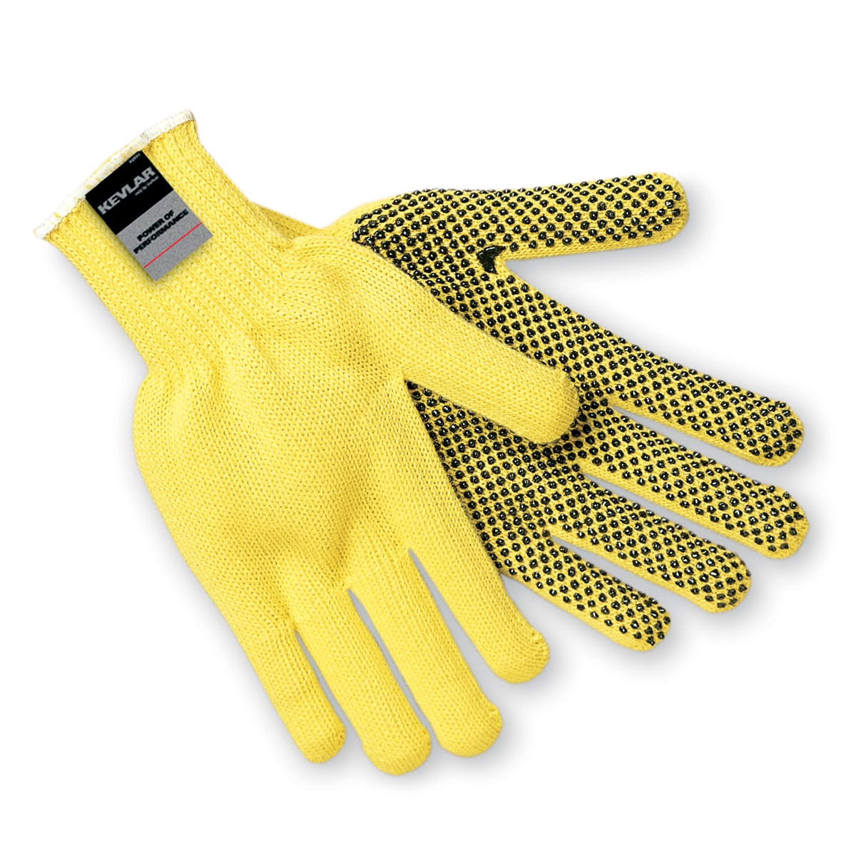 Memphis 9365 100 Dupont Kevlar Gloves 7 Gauge PVC Dots One Side
