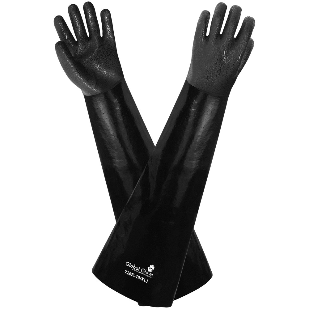 Global Glove 726R Premium Double Dipped Rough Finish PVC Gloves Full