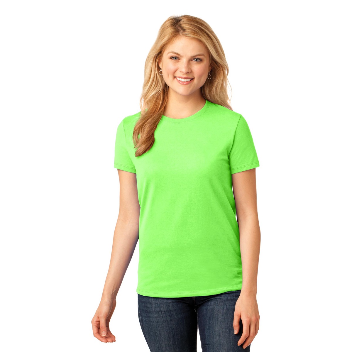 Port & Company LPC54 Ladies 5.4oz Cotton TShirt Neon Green