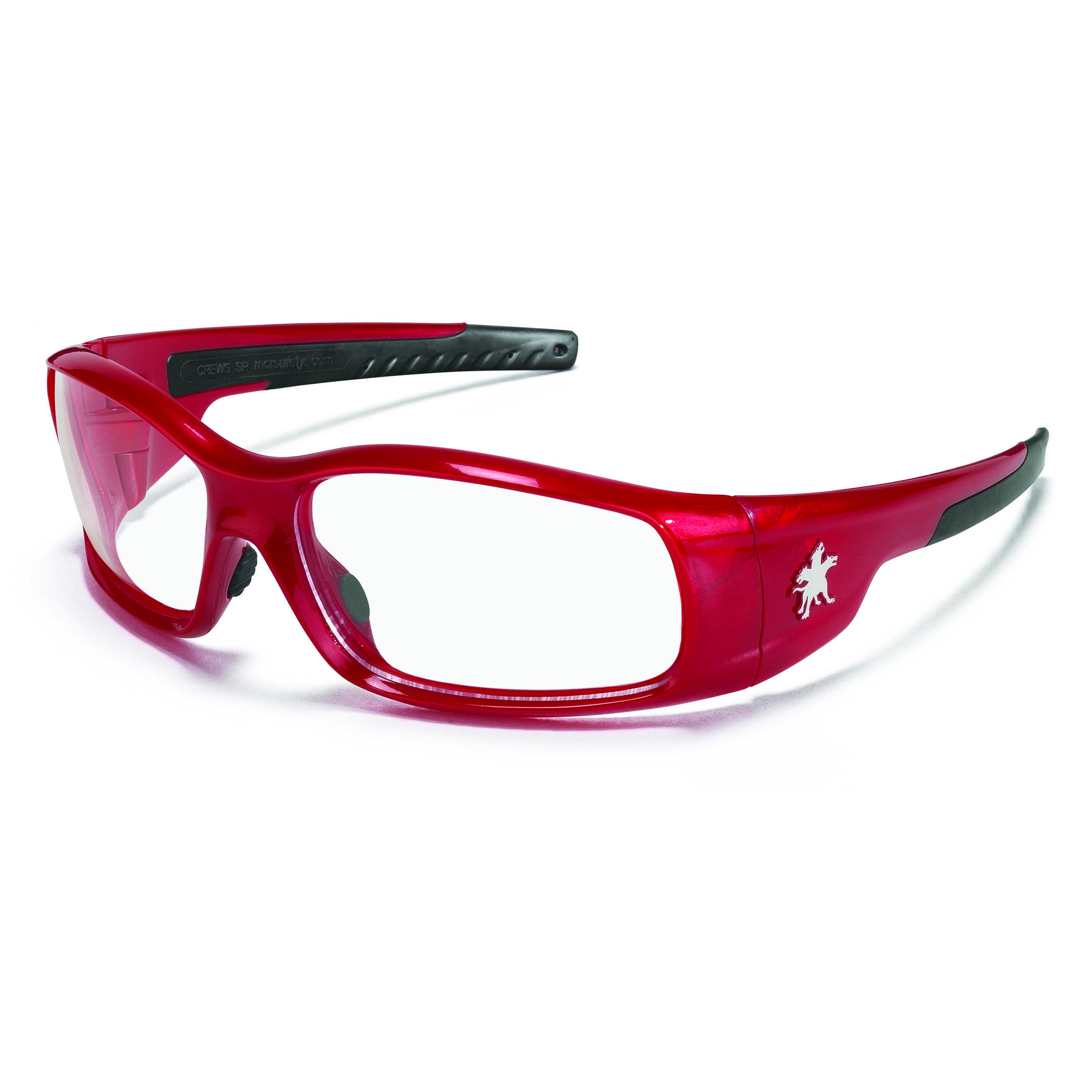 Crews SR130 Swagger Safety Glasses Red Frame Clear Lens