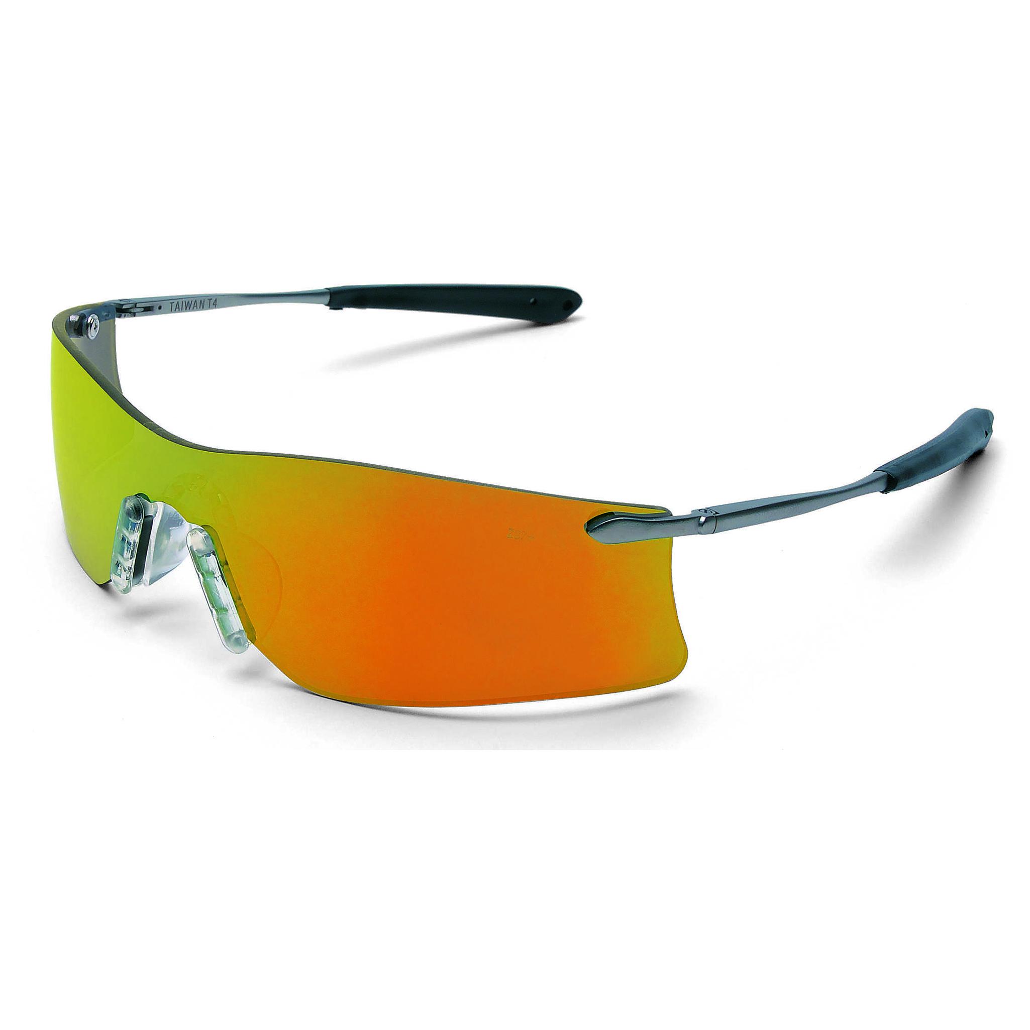 Crews T411R Rubicon Safety Glasses Silver Metal Frame Fire Mirror