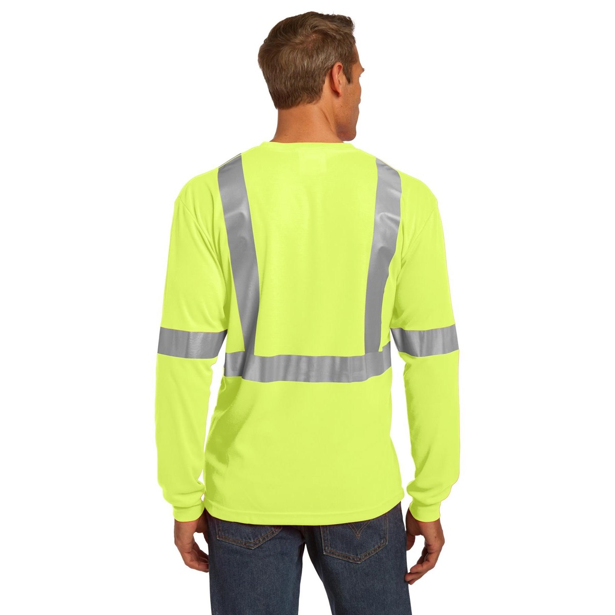 CornerStone CS401LS Class 2 Long Sleeve Safety TShirt Yellow/Lime